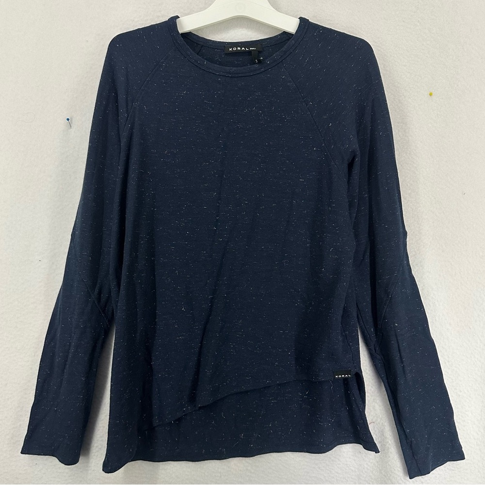 Koral Asymmetrical Long Sleeve Blouse Womens Small Blue